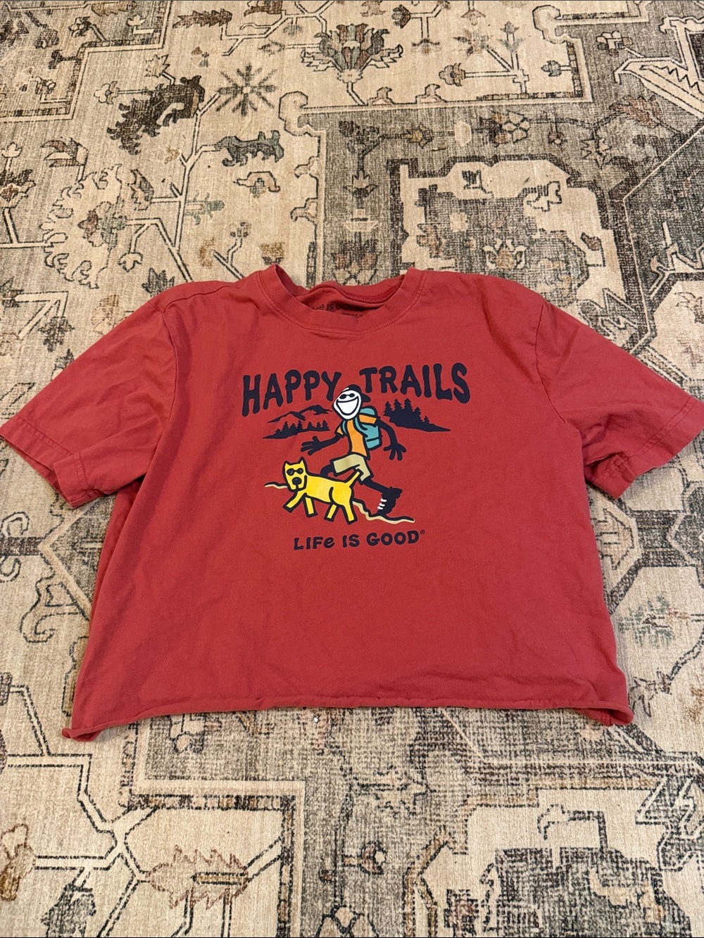Life is Good Happy Trails Red Graphic Tee